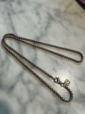 David Yurman Silver Chain Necklace with Gold Accent Charm